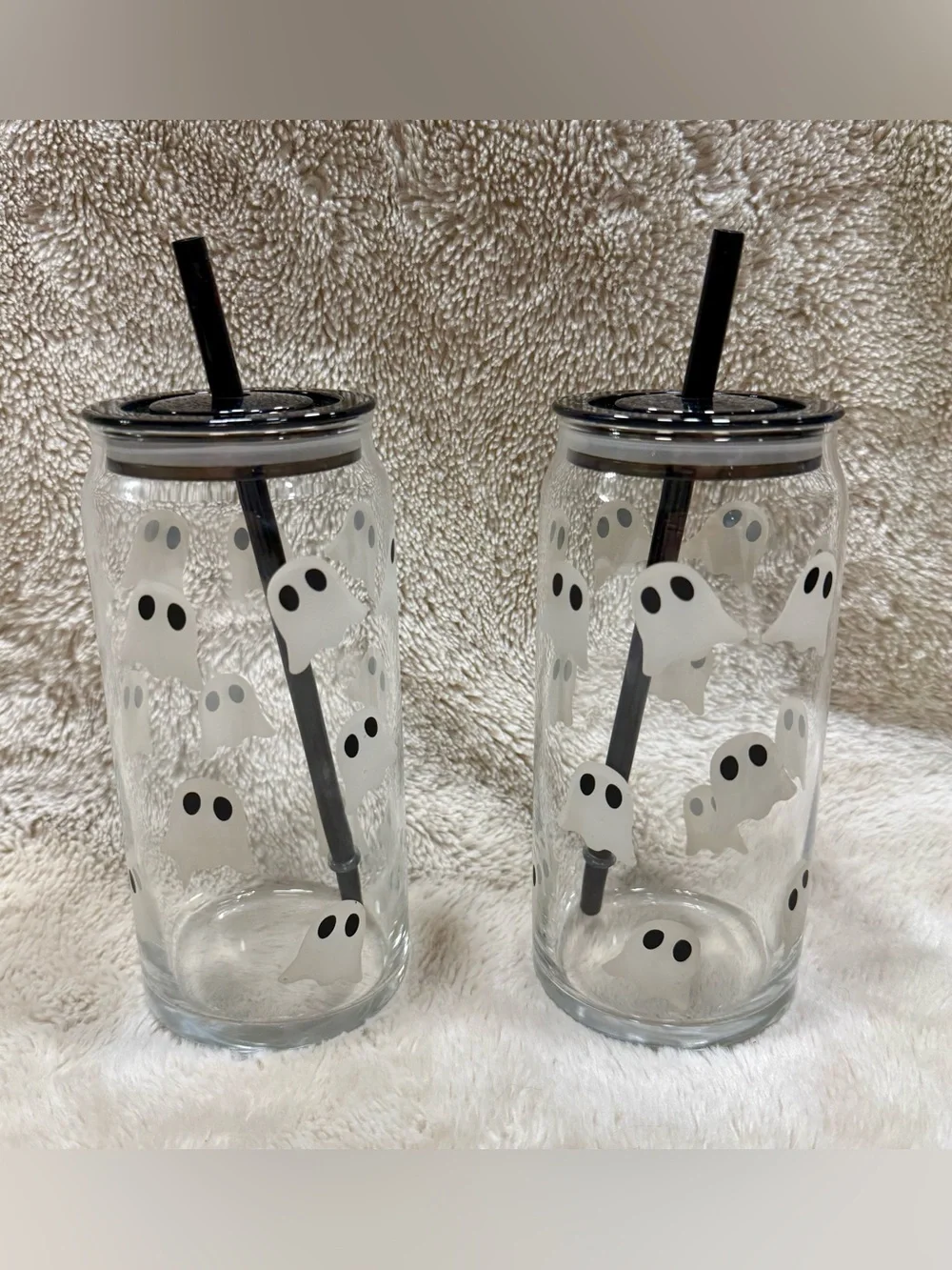 2 pack Ways to Celebrate Halloween Mixed Ghost Glass Can Sipper